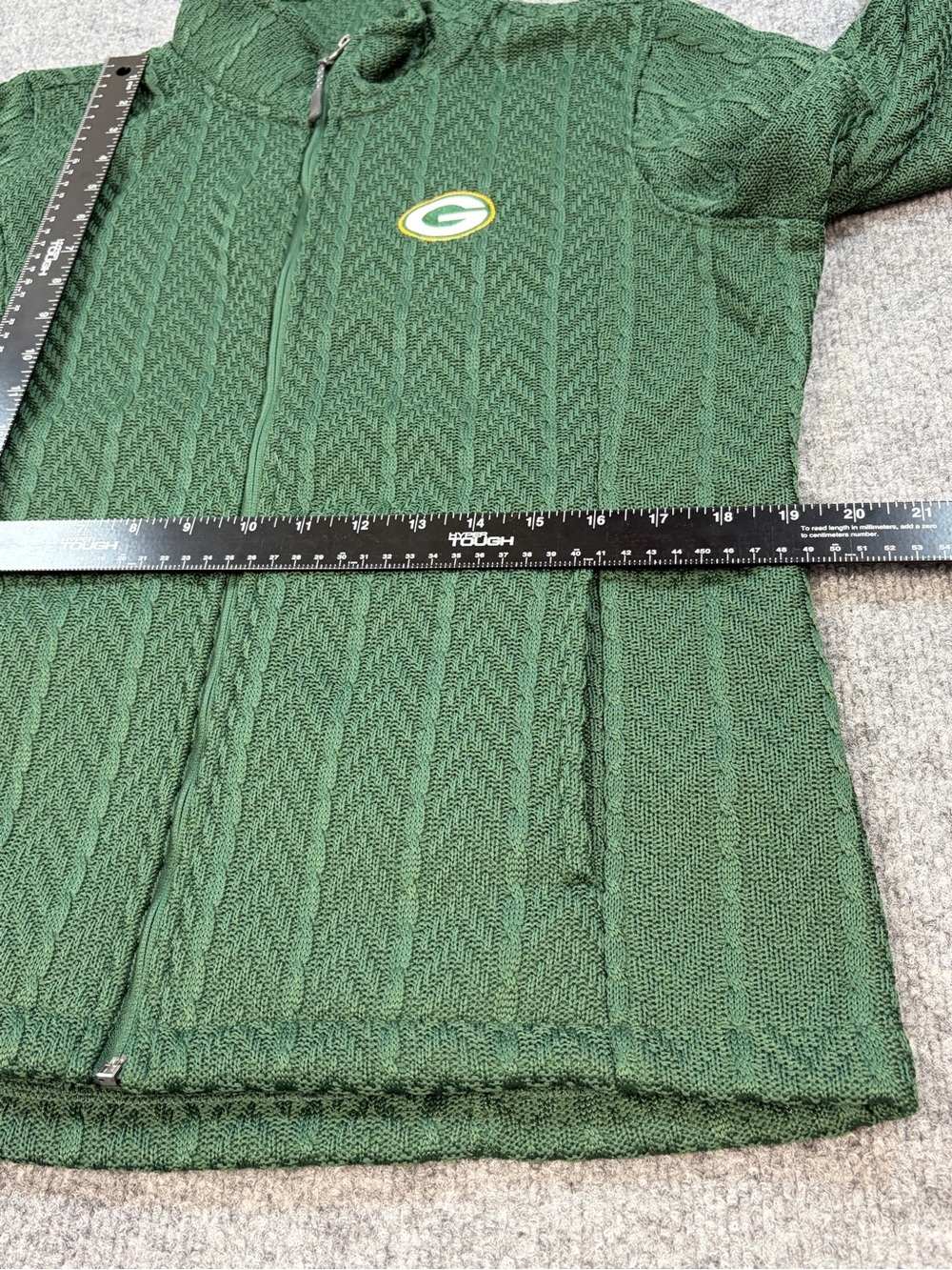 NFL Green Bay Packers Textured Full Zip Pockets Jacket Womens L Fleece Mock Neck - Picture 12 of 13
